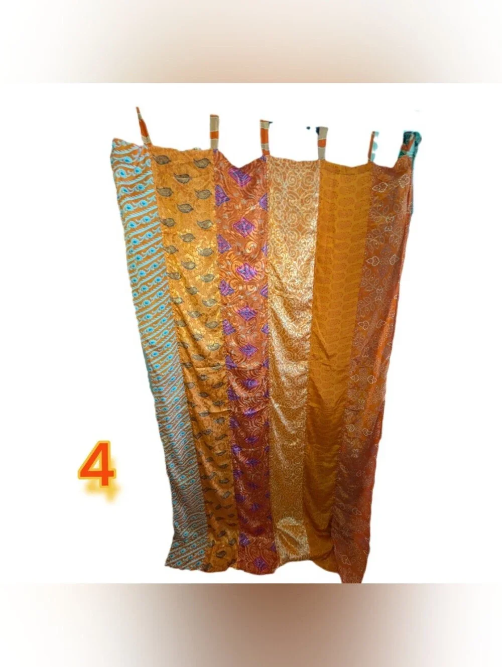 Set Of 6 Beautiful Upcycled Sari FabricCurtains by Mexicali Blues